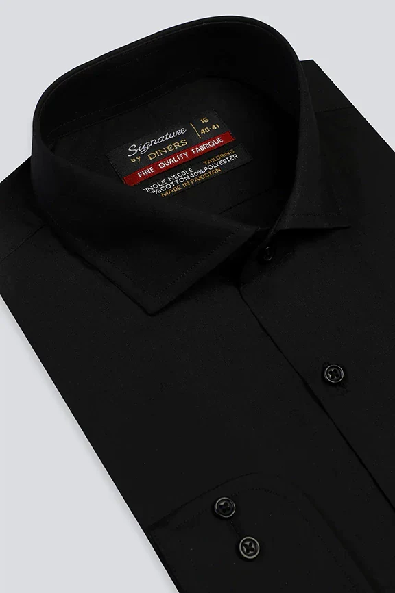 Black Plain Formal Shirt - Image 3