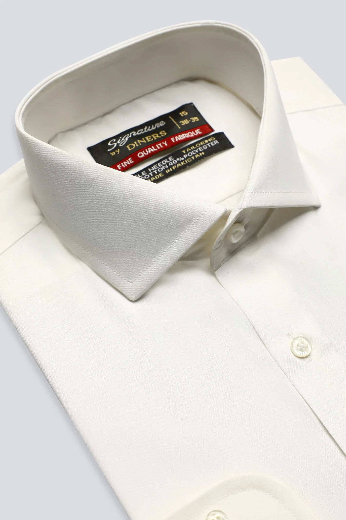 Off White Plain Formal Shirt - Image 2