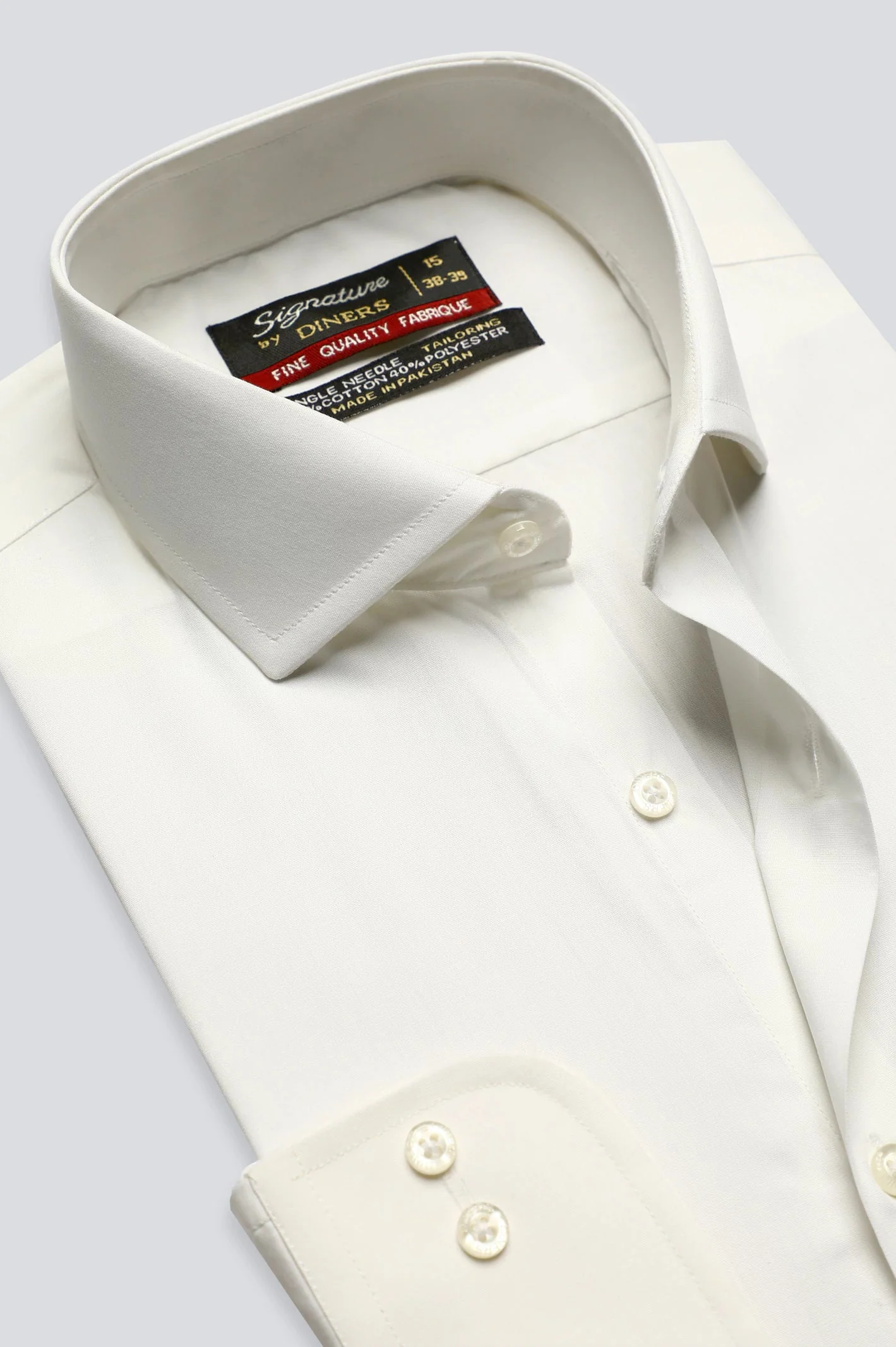 Off White Plain Formal Shirt - Image 4