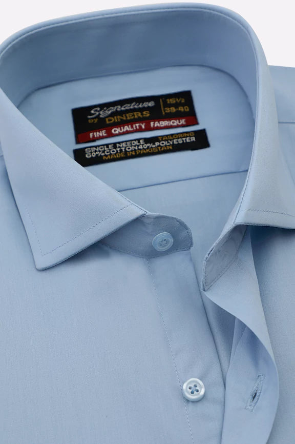 Sky Blue Plain Formal Shirt - Image 2