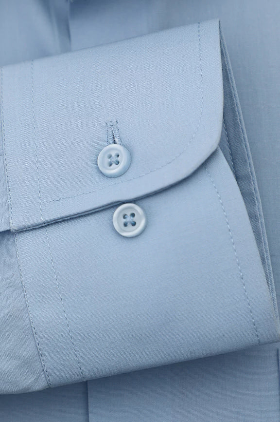 Sky Blue Plain Formal Shirt - Image 3