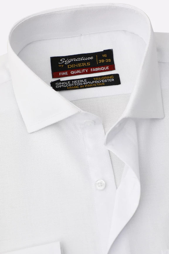 White Self Textured Formal Shirt - Image 2