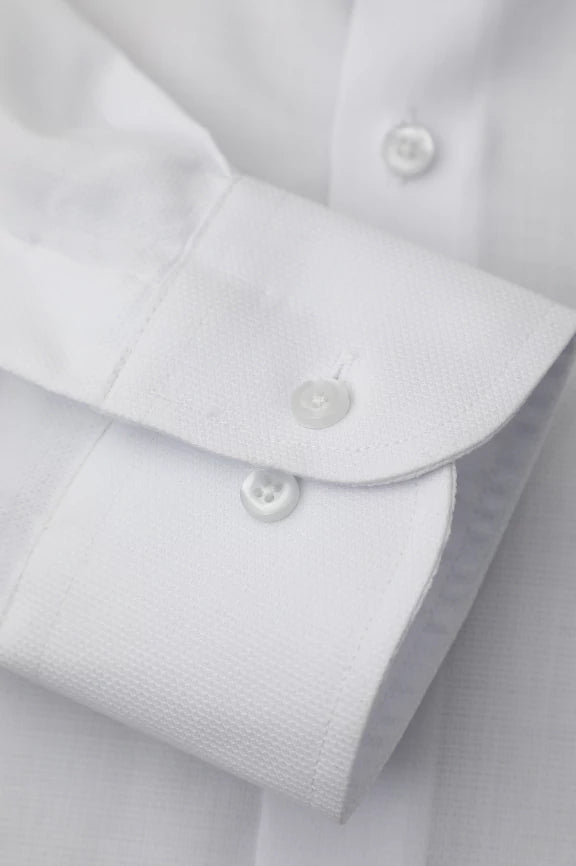 White Self Textured Formal Shirt - Image 3