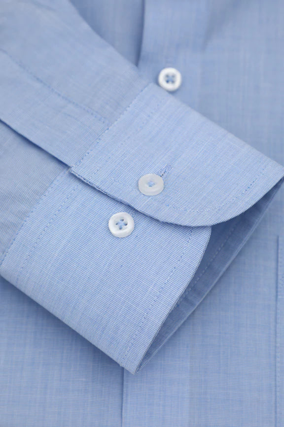 Blue Self Textured Formal Shirt - Image 3