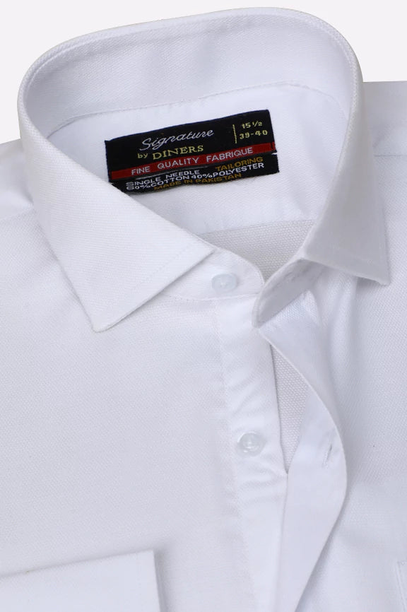 White Self Textured Formal Shirt - Image 2