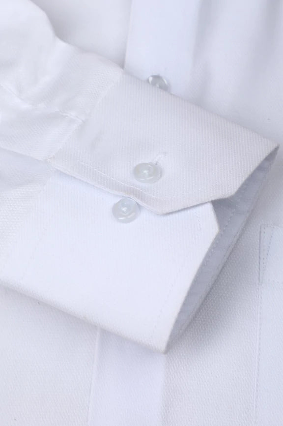 White Self Textured Formal Shirt - Image 3