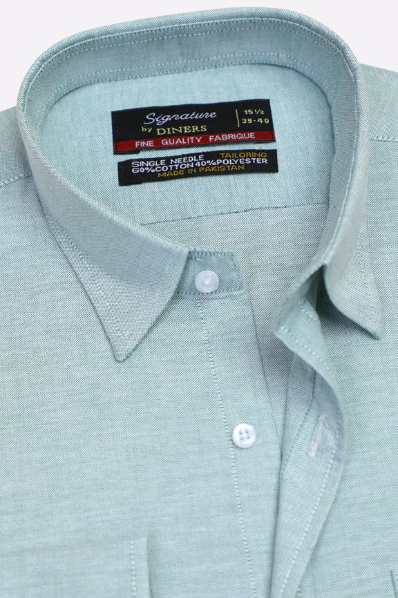Green Self Textured Formal Shirt - Image 2