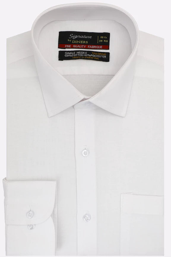 White Self Textured Formal Shirt