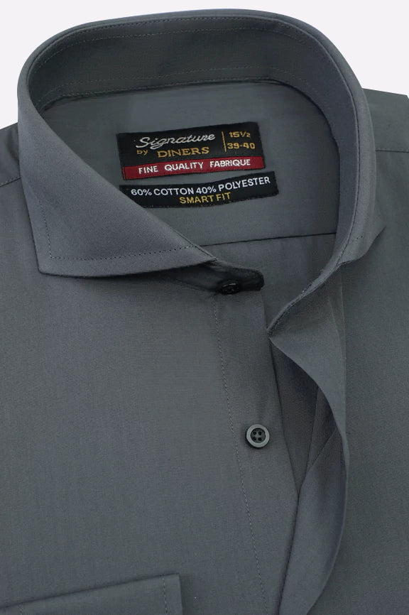 Charcoal Plain Formal Shirt - Image 2
