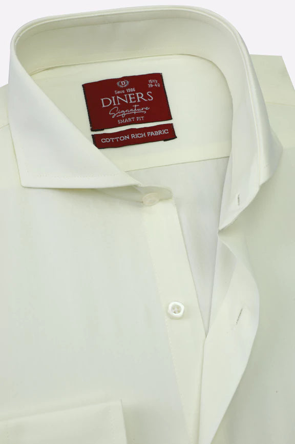 Cream Plain Formal Shirt - Image 2