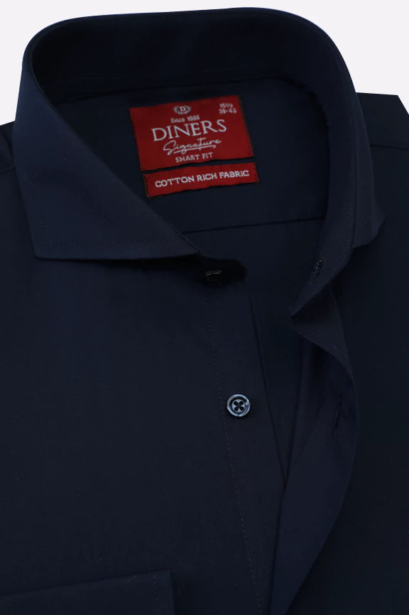 Navy Plain Formal Shirt - Image 2