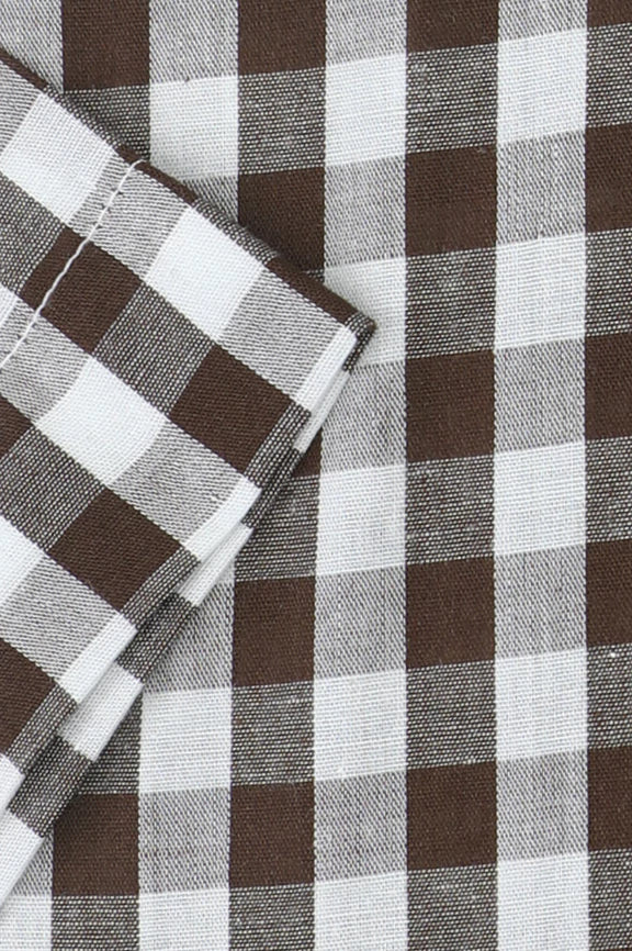 Brown Gingham Check Formal Shirt (Half Sleeves) - Image 3