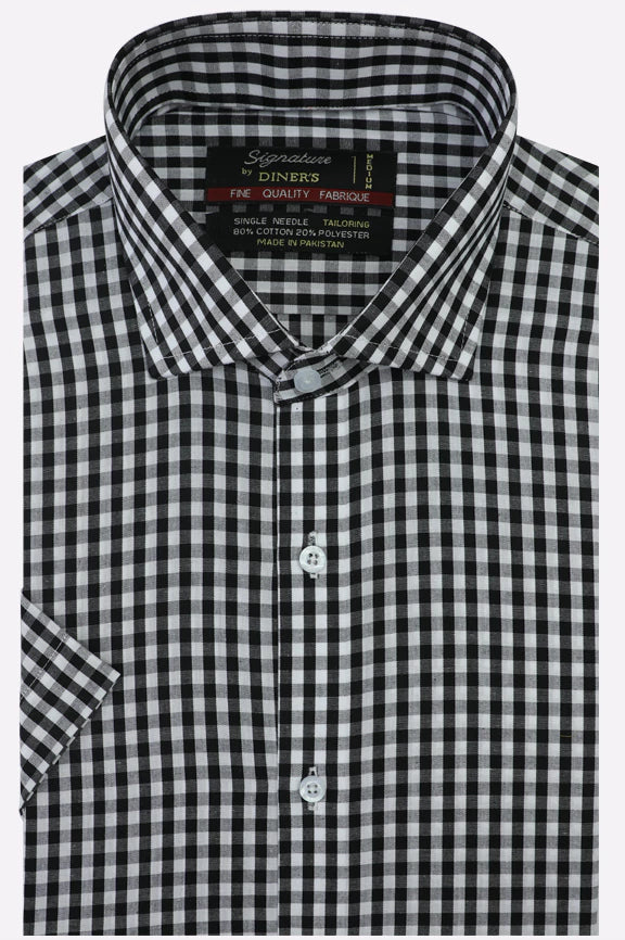 Black Check Formal Shirt (Half Sleeve)