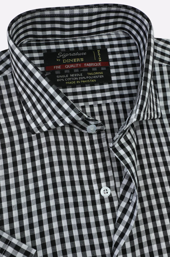 Black Check Formal Shirt (Half Sleeve) - Image 2
