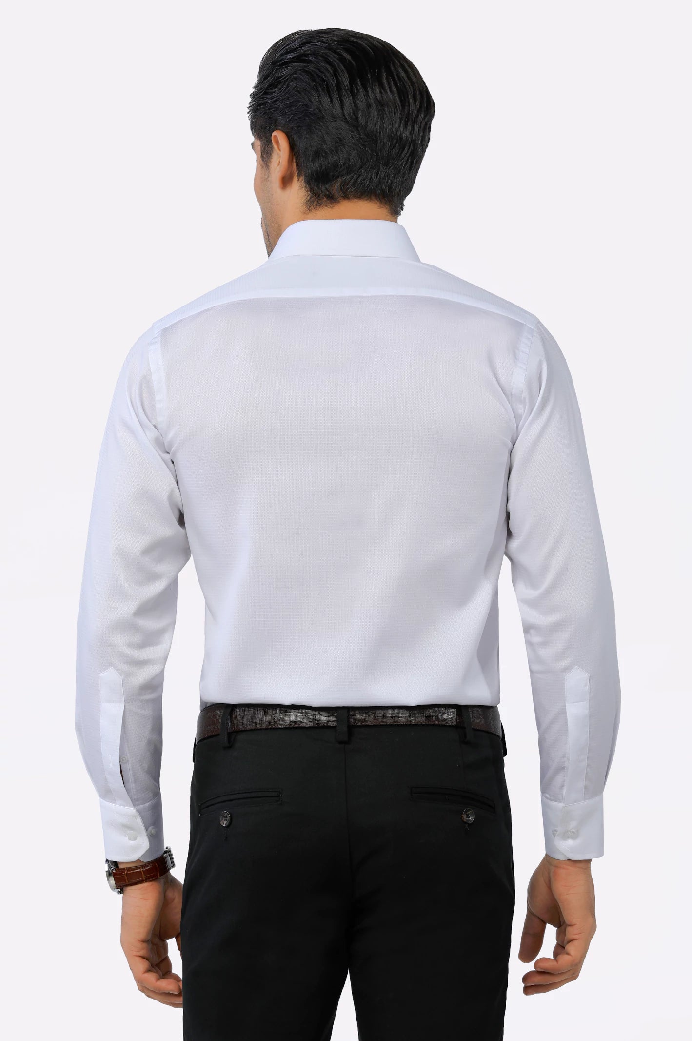 White Self Textured Formal Shirt - Image 5
