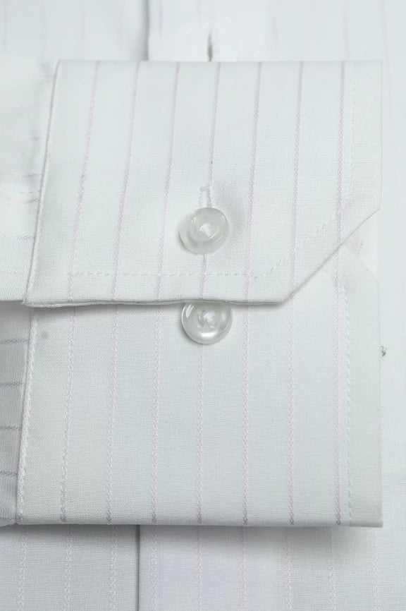 White Pinstripe Formal Shirt - Image 3