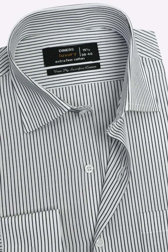 White Pinstripe Formal Shirt - Image 2