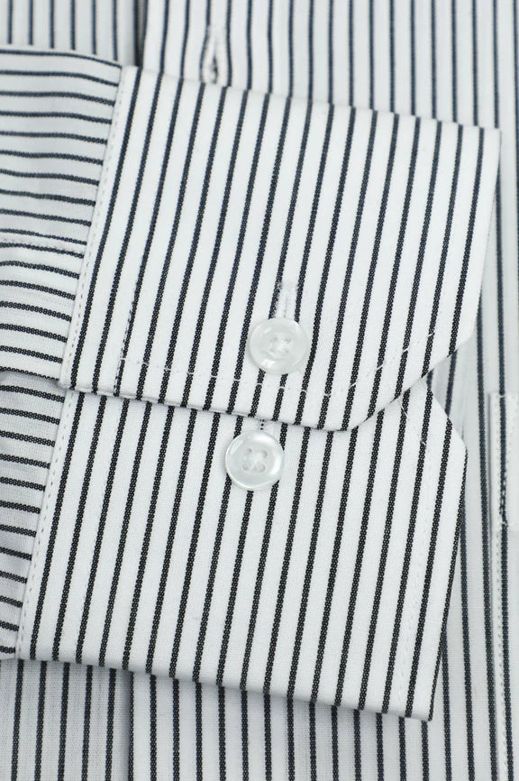 White Pinstripe Formal Shirt - Image 3