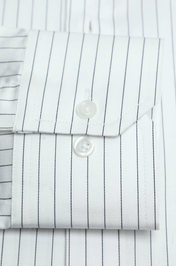 White Hairline Stripe Formal Shirt - Image 3