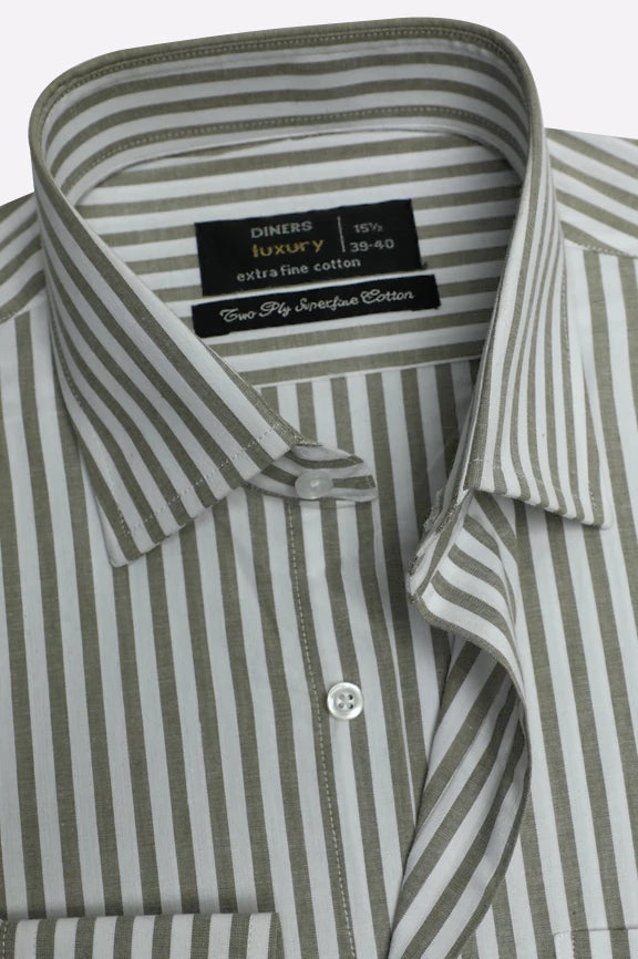 Green Bengal Stripes Formal Shirt - Image 2