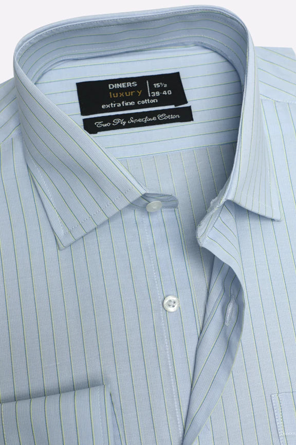 Sky Blue Hairline Stripes Formal Shirt - Image 2
