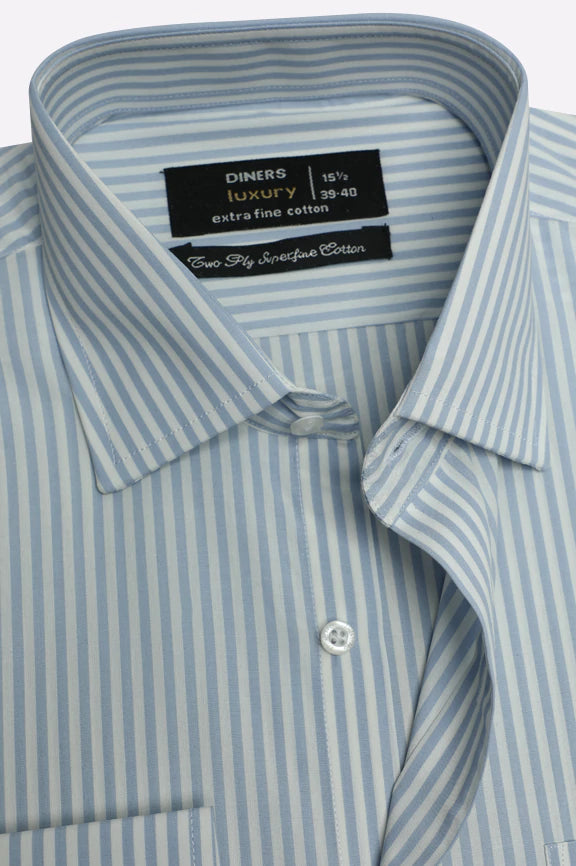Sky Blue Bengal Stripes Formal Shirt - Image 2