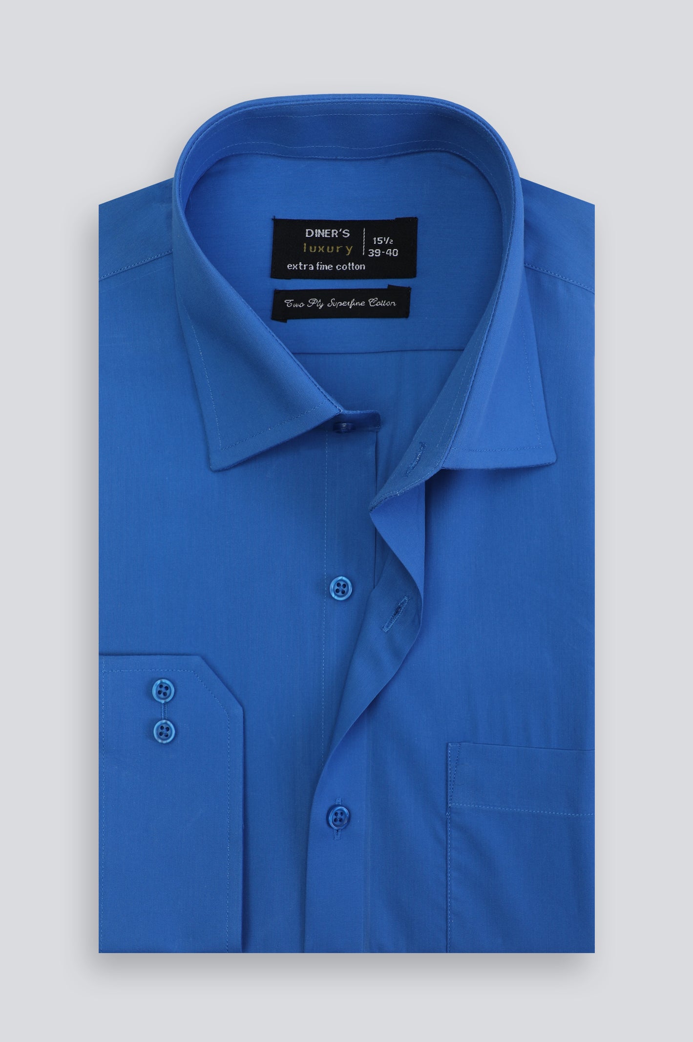Royal Blue Pinpoint Textured Formal Shirt - Image 4