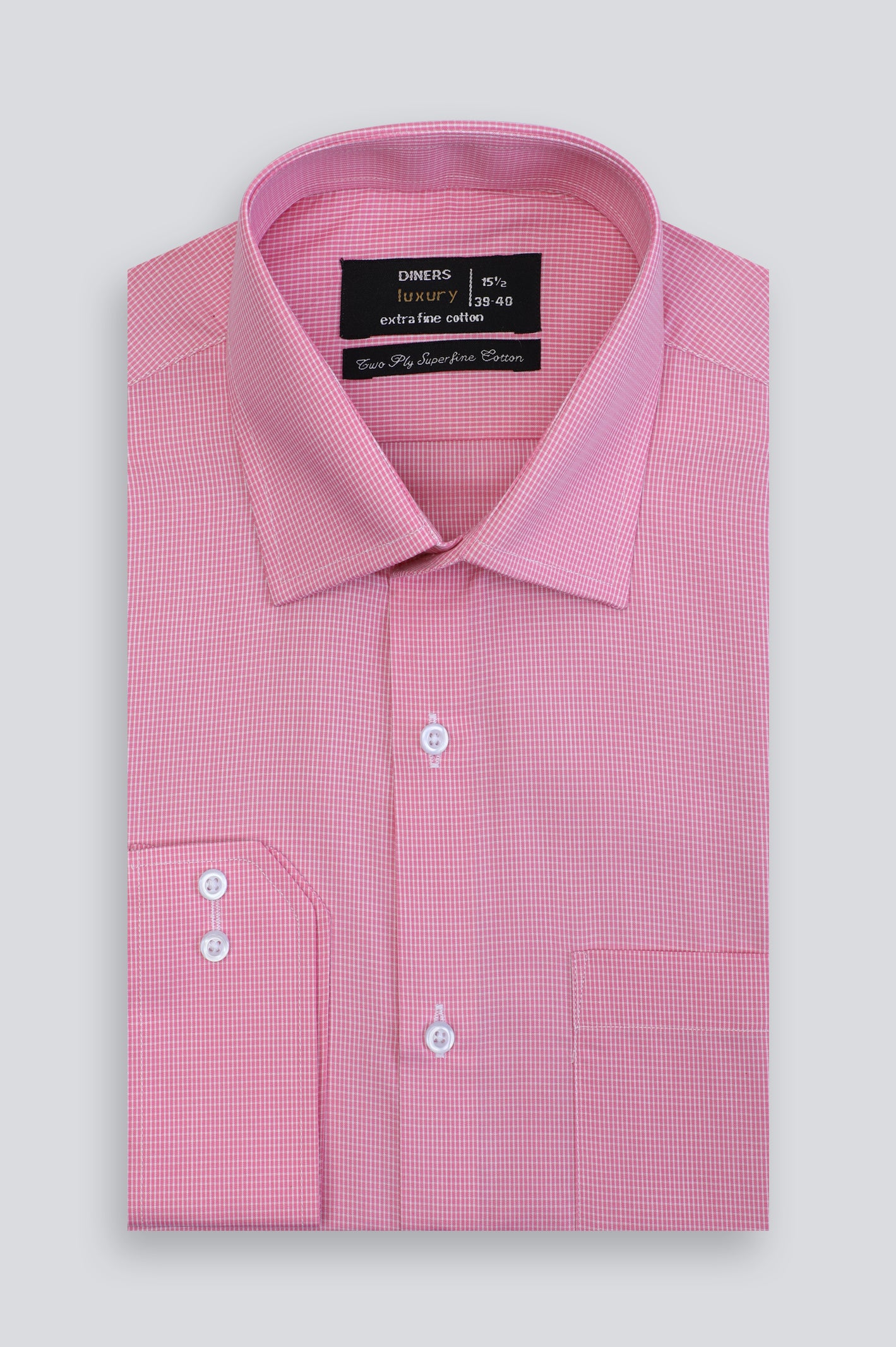 Pink Mini-Check Formal Shirt