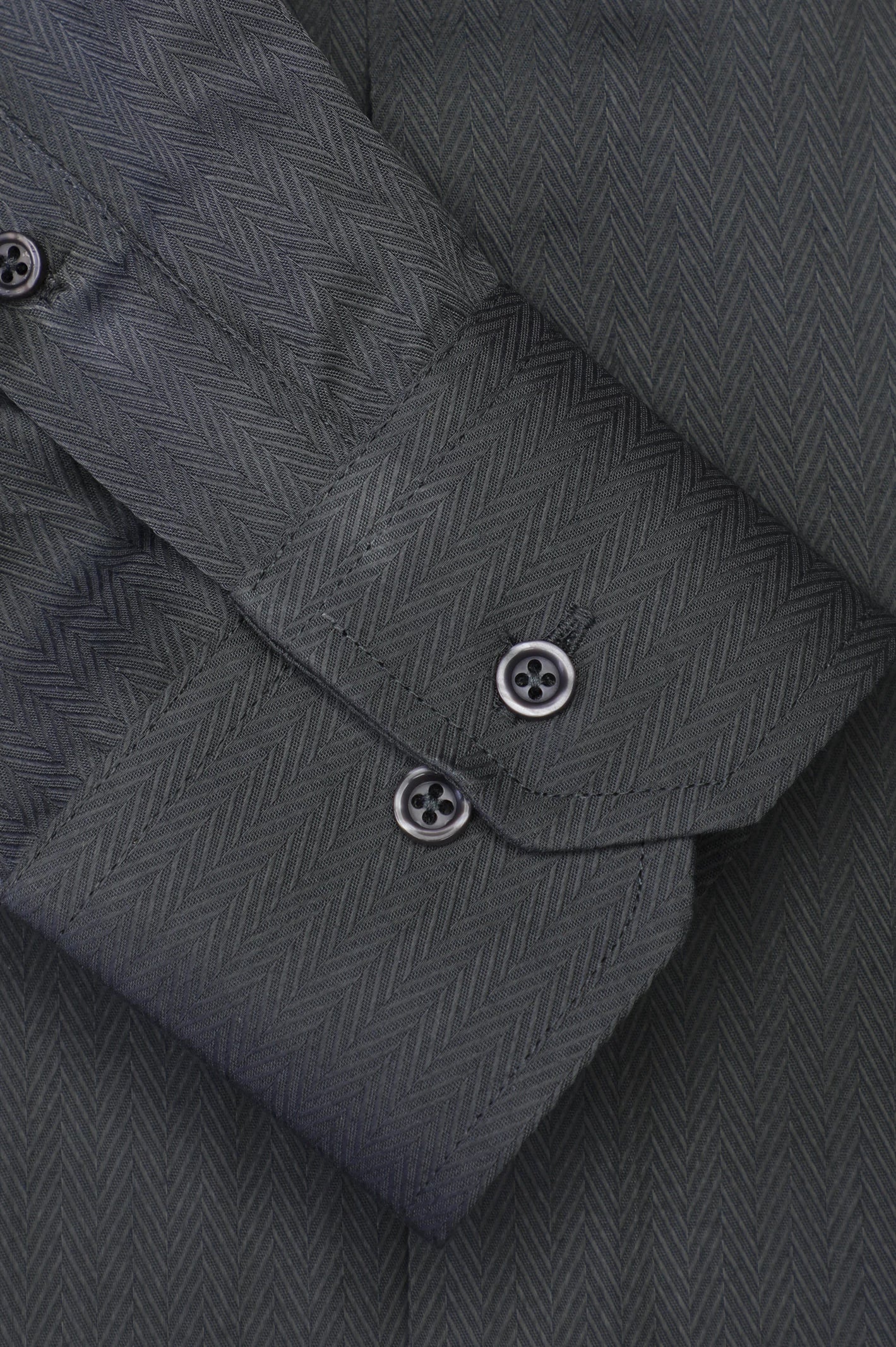 Grey Herringbone Formal Shirt - Image 3