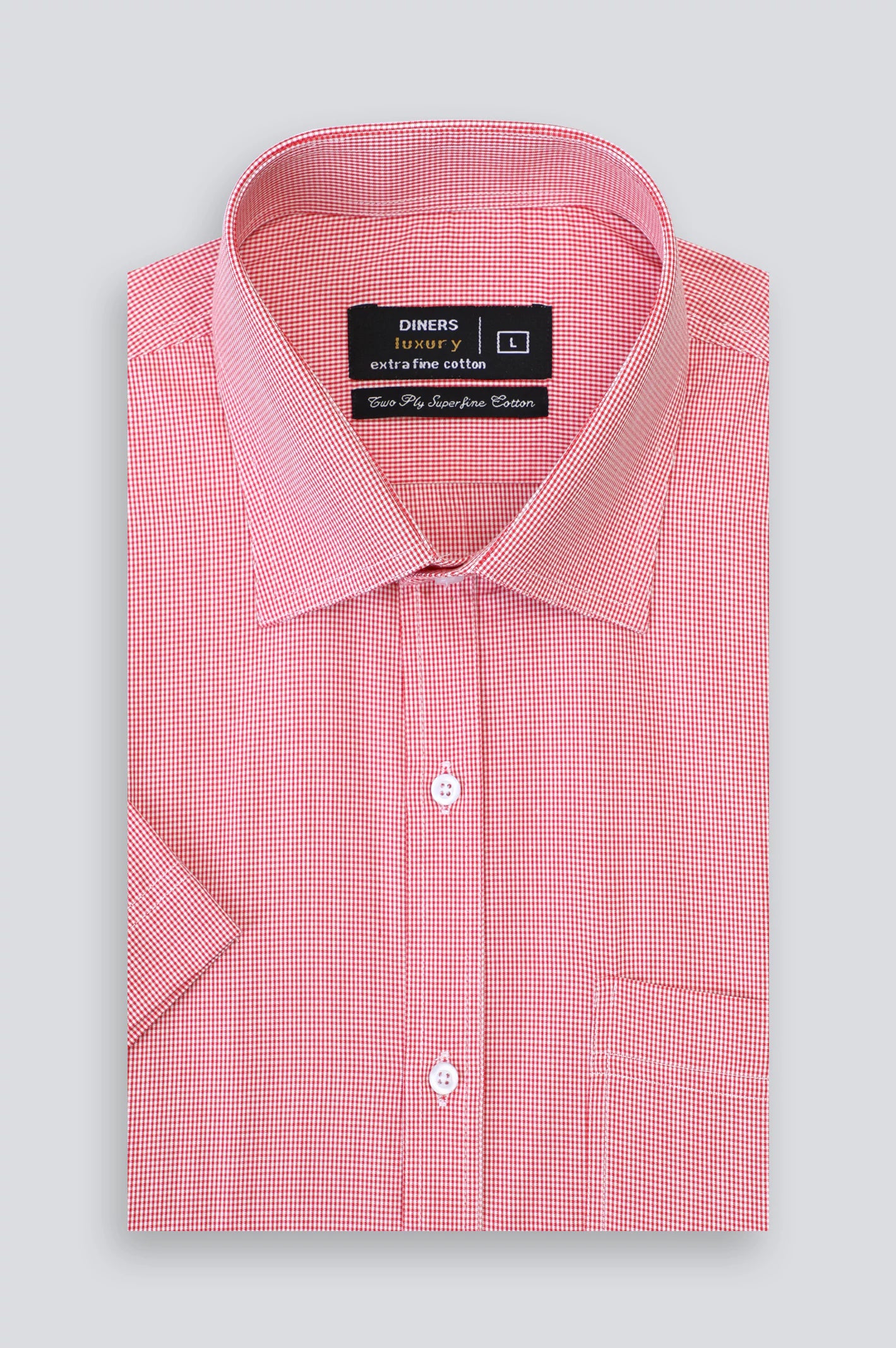 Red Houndstooth Formal Shirt (Half Sleeves)