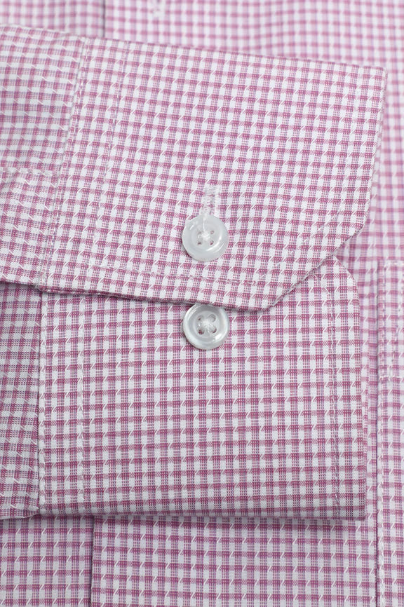 Pink Houndstooth Check Formal Shirt - Image 3