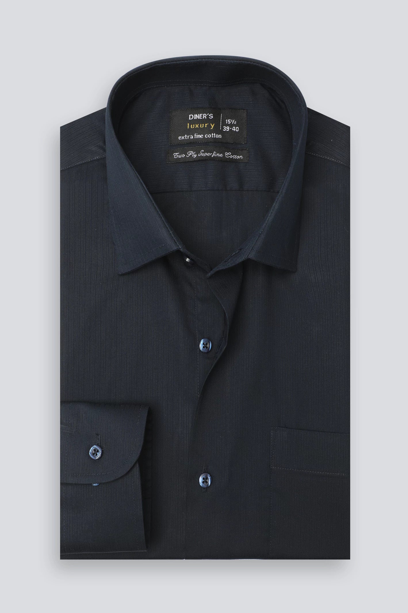 Navy Blue Stripe Textured Formal Shirt - Image 4