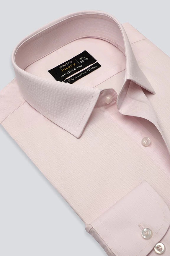 Pink Stripe Textured Formal Shirt - Image 2