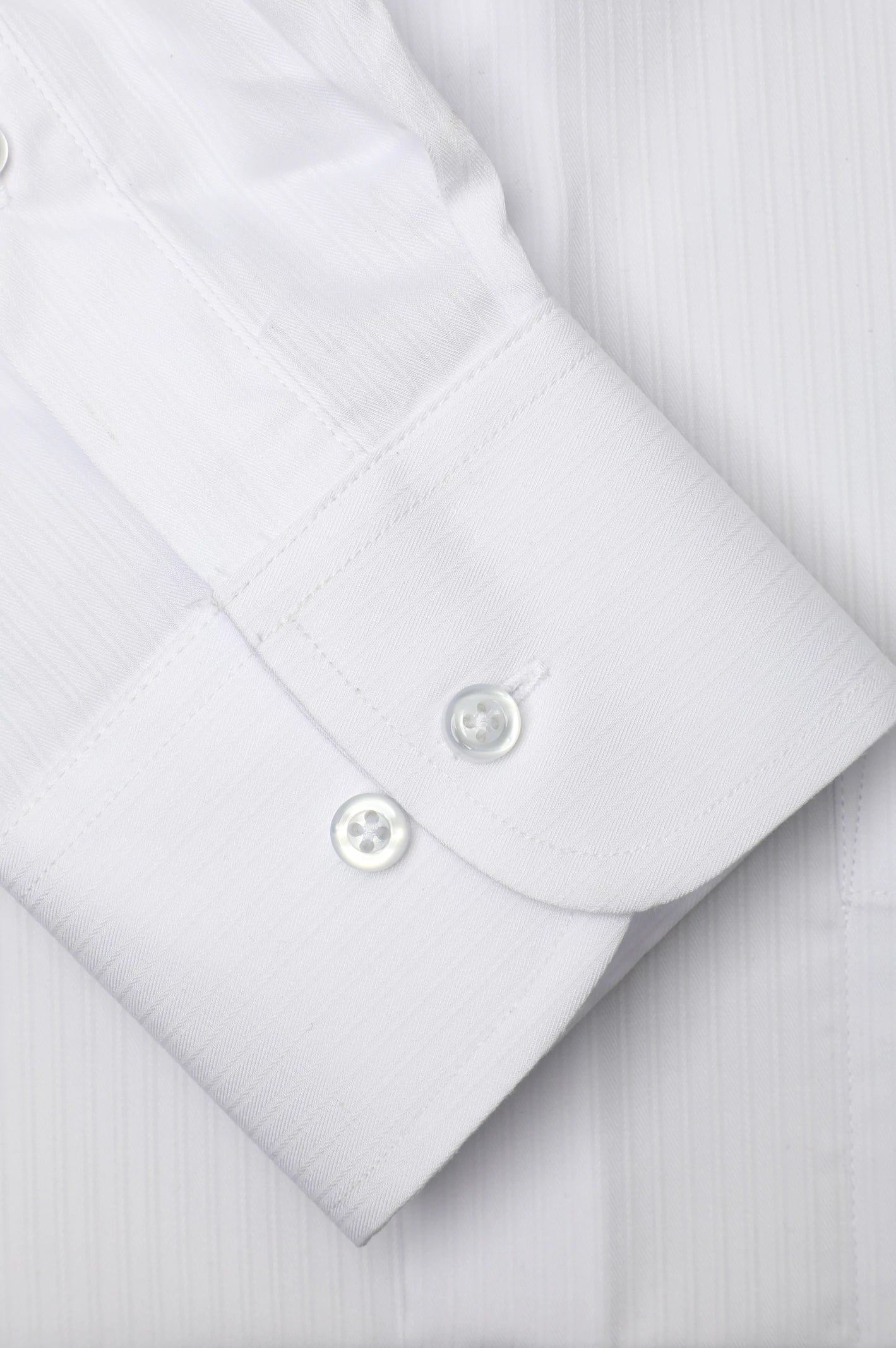 White Stripe Textured Formal Shirt - Image 3