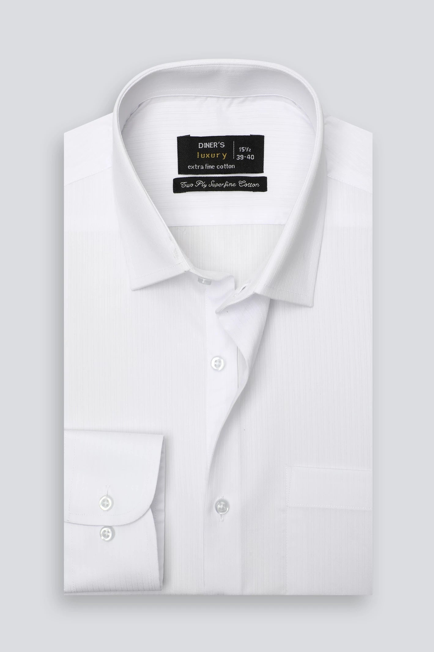 White Stripe Textured Formal Shirt - Image 4