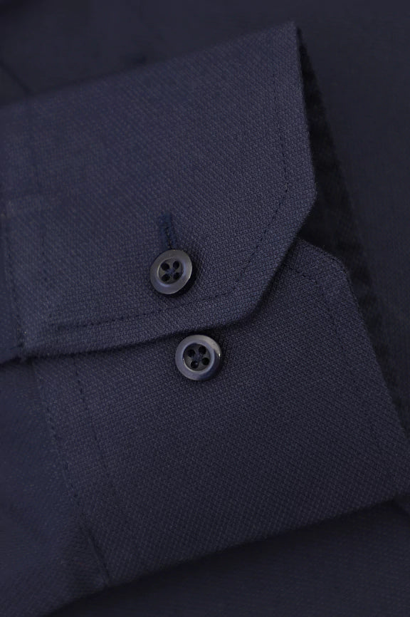 Navy Blue Dobby Textured Formal Shirt - Image 3