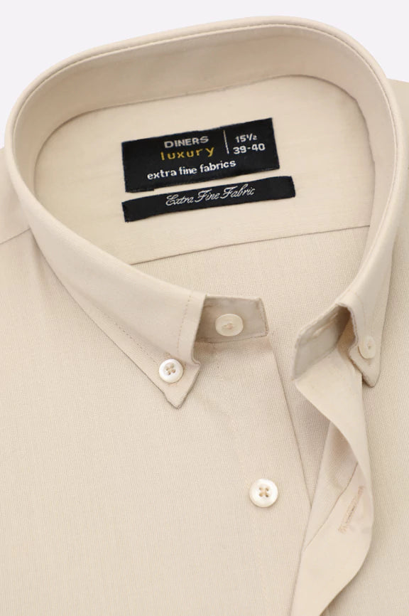 Cream Self Textured Formal Shirt - Image 2