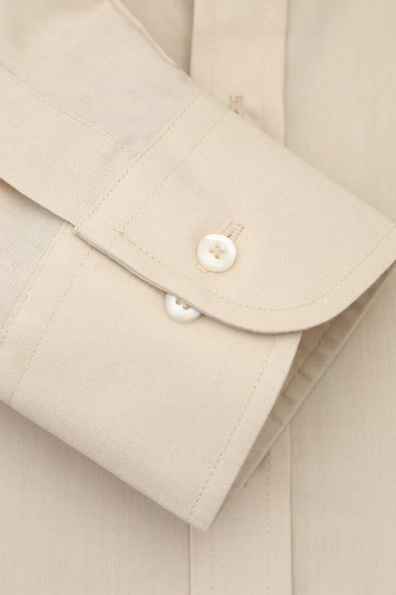 Cream Self Textured Formal Shirt - Image 3
