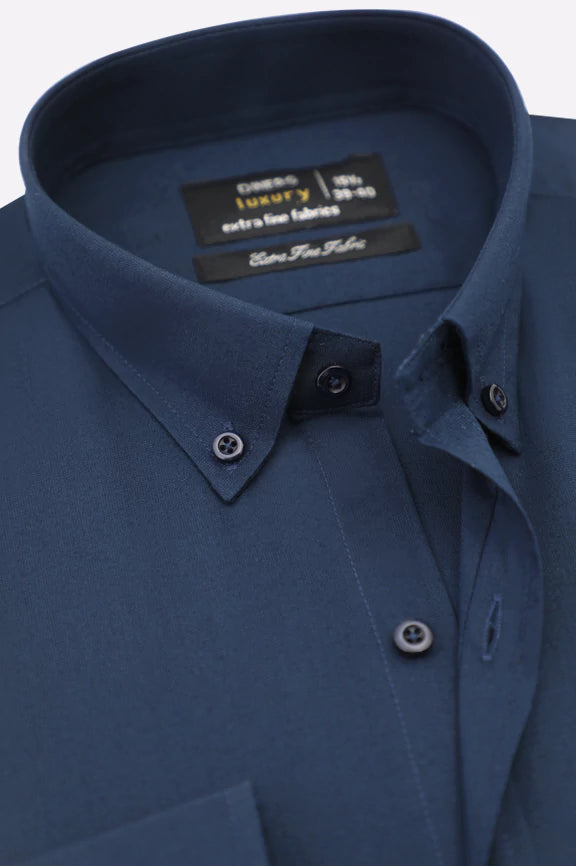 Navy Blue Plain Formal Shirt - Image 2