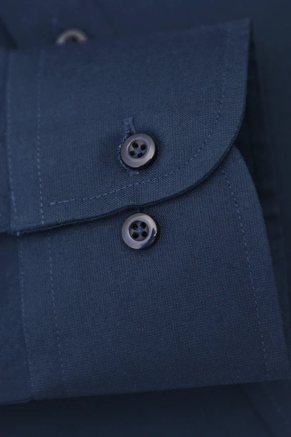 Navy Blue Plain Formal Shirt - Image 3