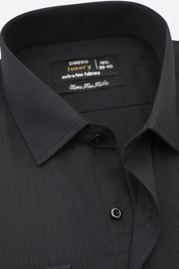 Black Textured Formal Shirt - Image 2