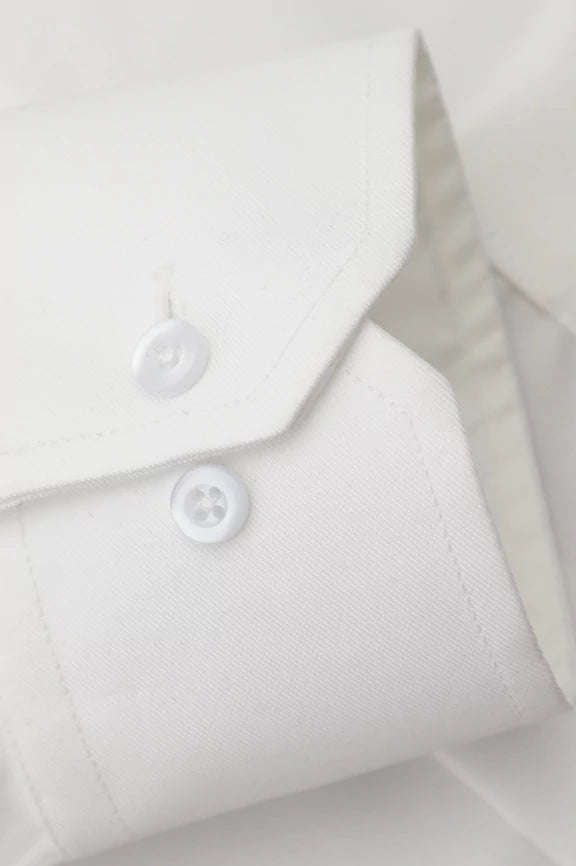White Twill Textured Formal Shirt - Image 3