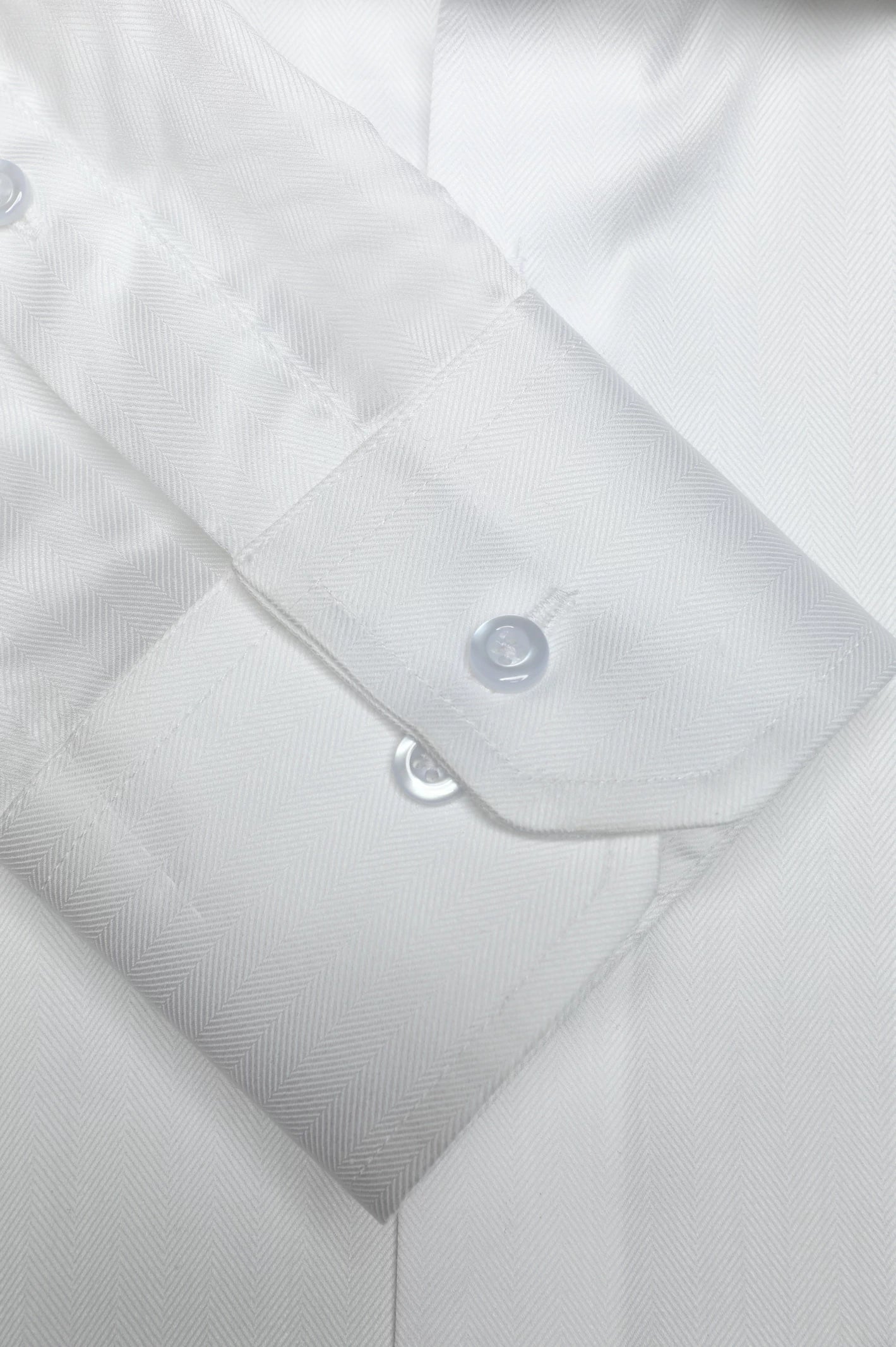 White Herringbone Textured Formal Shirt - Image 3
