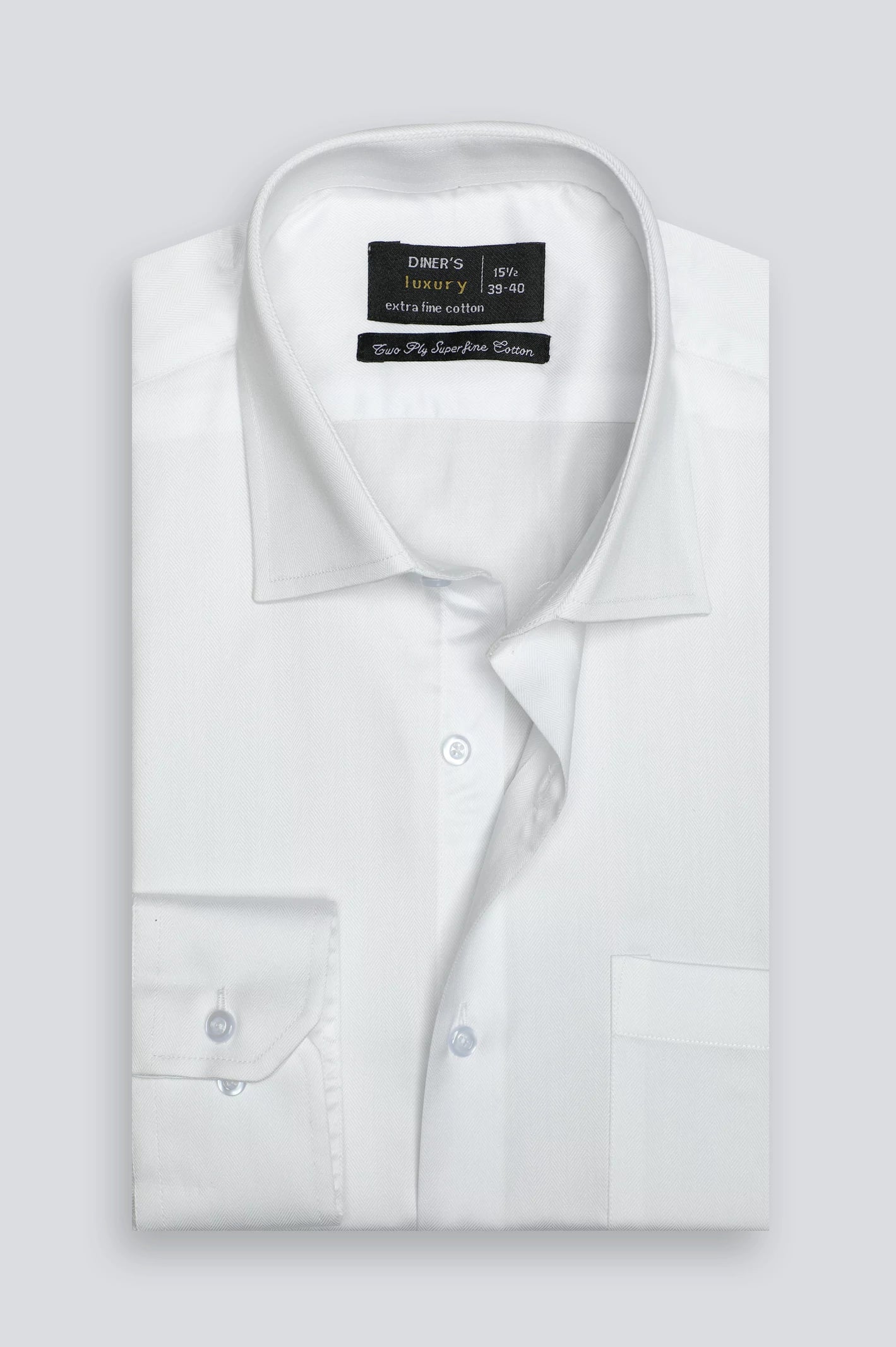 White Herringbone Textured Formal Shirt - Image 4