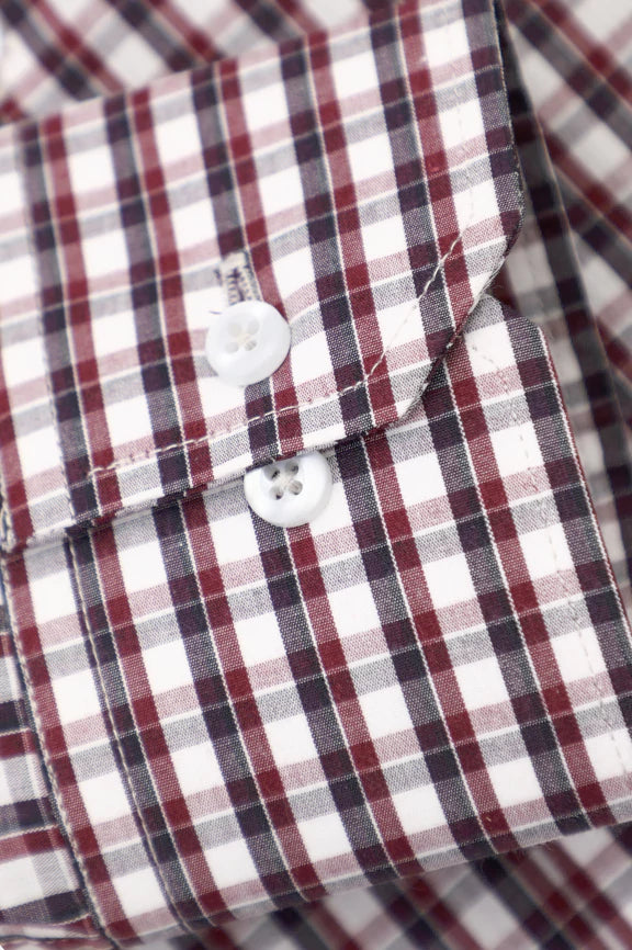 Maroon Tattersall Check Formal Shirt - Image 3