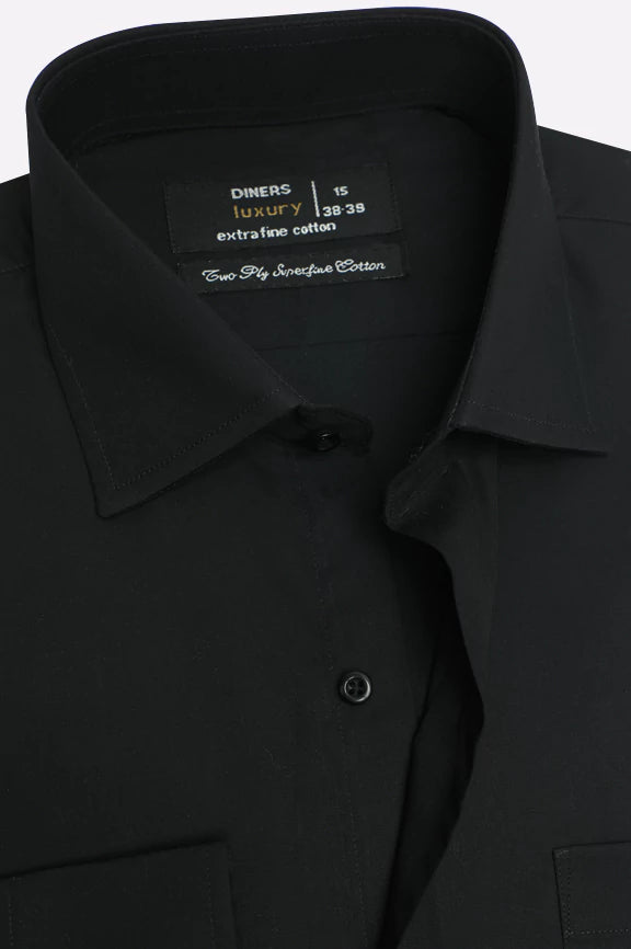 Black Plain Formal Shirt - Image 2
