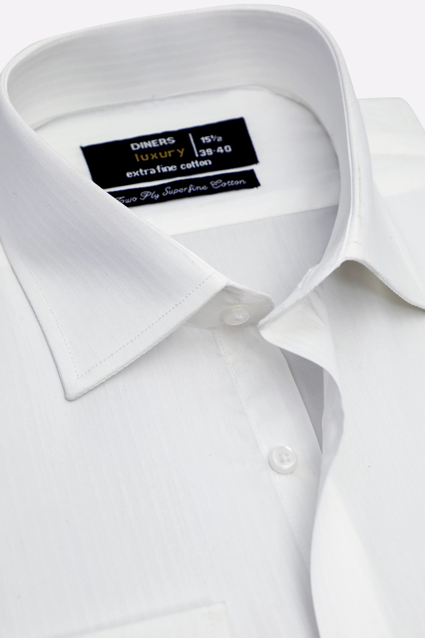 Off White Stripe Textured Formal Shirt - Image 2