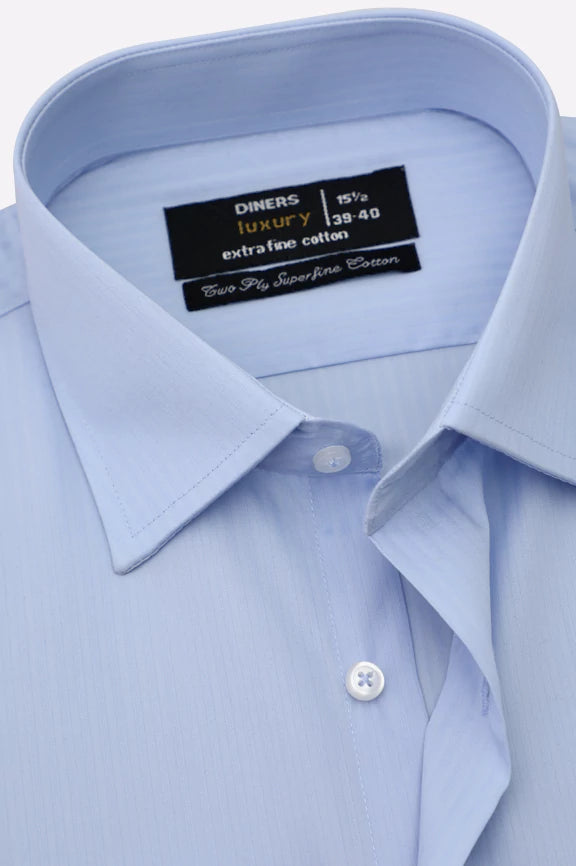Sky Blue Stripe Textured Formal Shirt - Image 2