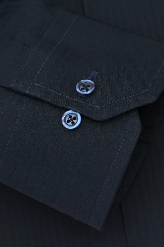 Navy Blue Dobby Formal Shirt - Image 3