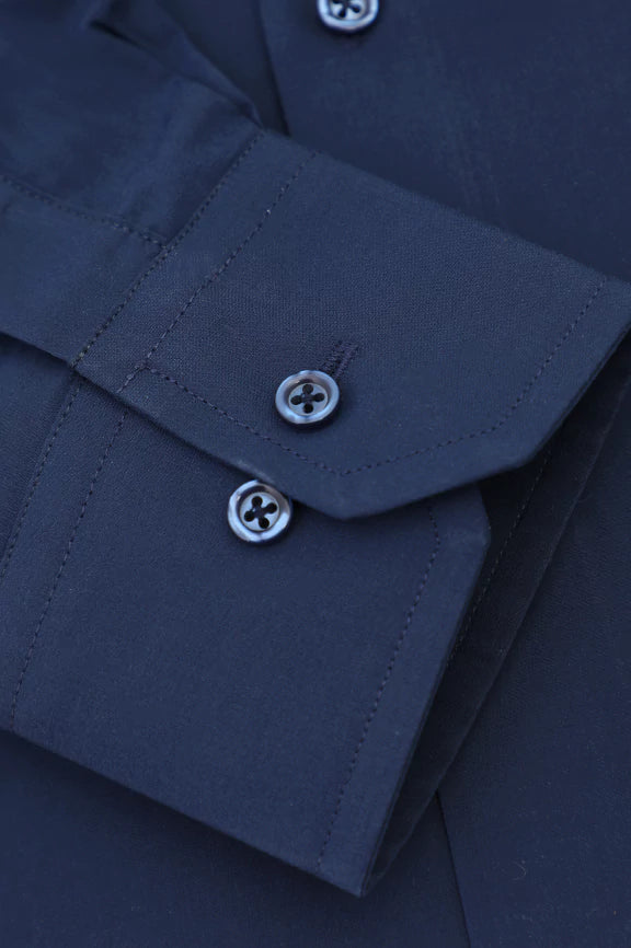 Navy Blue Plain Formal Shirt - Image 3
